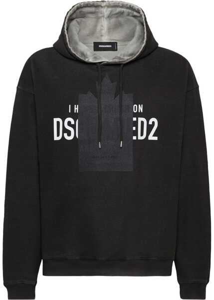Bluze de trening DSQUARED2 Relaxed Fit Crush Hoodie With Embossed Print Black Barbati (BM 19549988) 1