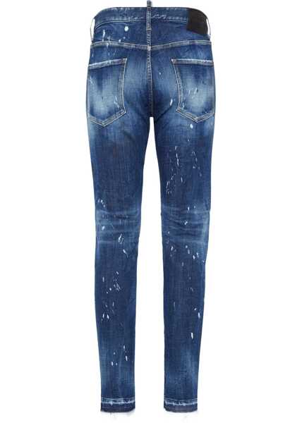 Blugi slim fit DSQUARED2 Cool Guy Skinny Fit Denims With Leather Patches 15Cm Blue Barbati (BM 19550000) 2