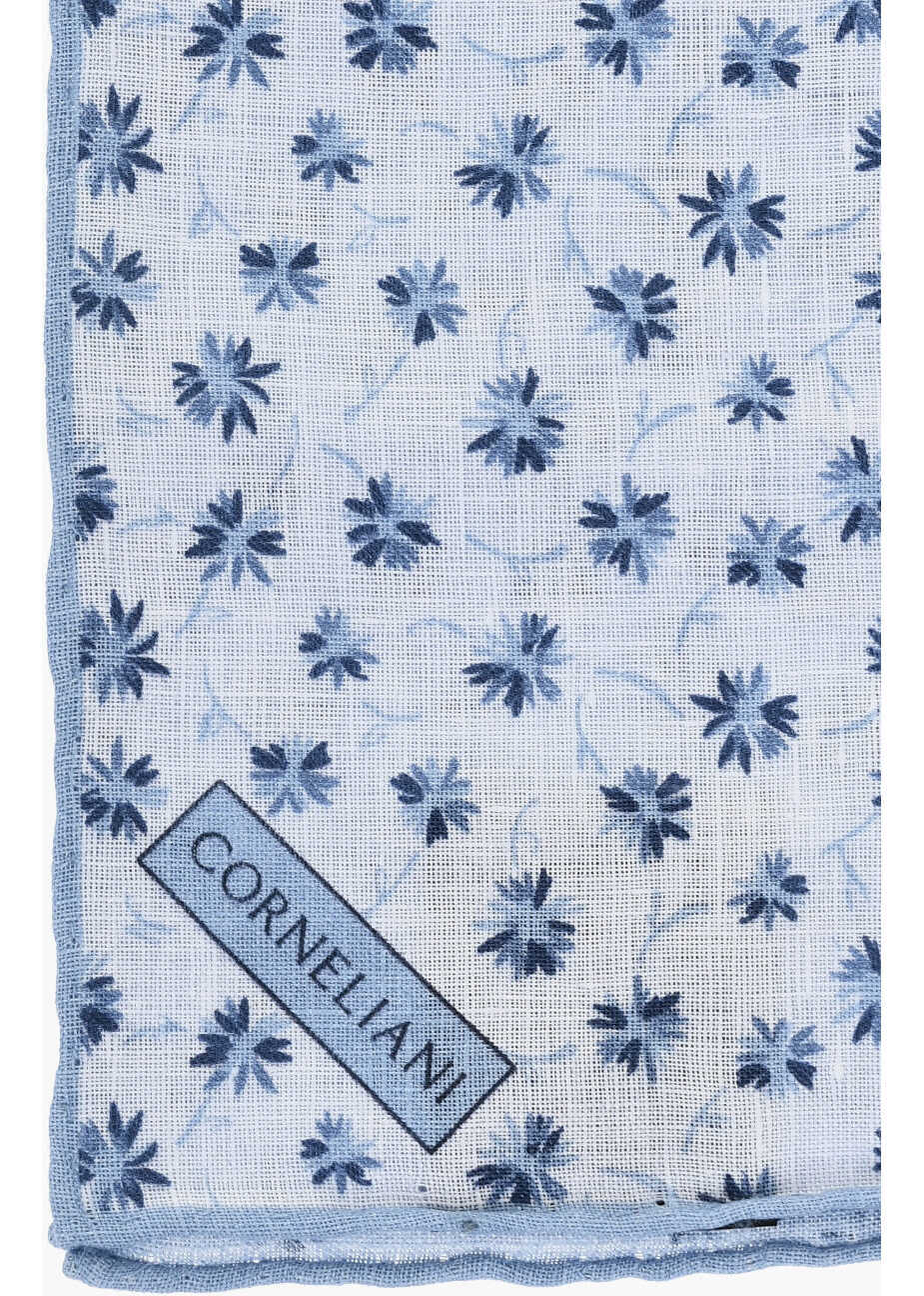 Esarfe CORNELIANI Floral Patterned Linen Pocket Square Blue Barbati (BM 19550003) 2