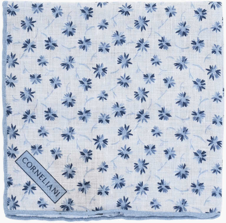 Esarfe CORNELIANI Floral Patterned Linen Pocket Square Blue Barbati (BM 19550003) 1