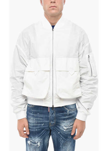 Bomber jacket DSQUARED2 Nylon Bomber Jacket With Utility Pockets White Barbati (BM 19550018) 1