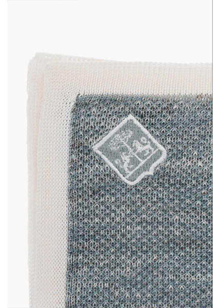 Esarfe CORNELIANI Linen And Silk Pocket Square With Contrasting Edge Blue Barbati (BM 19550036) 2