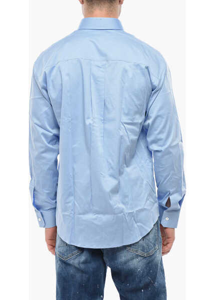 Camasi casual DSQUARED2 Dropped Shoulder Popeline Shirt With Embroidered Logo Light Blue Barbati (BM 19550147) 2