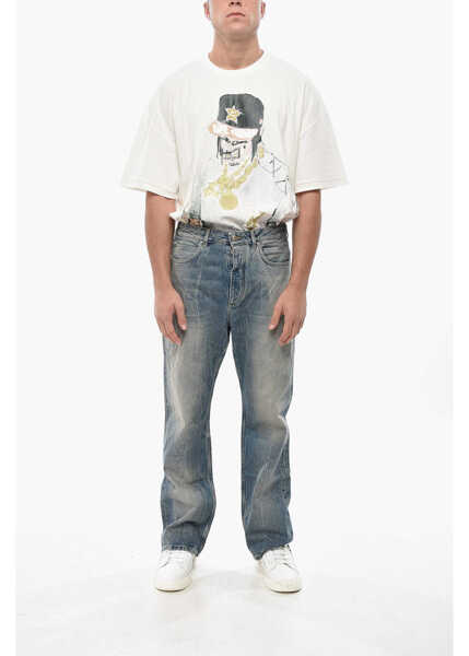 Blugi drepti 1989 STUDIO Whiskering Effect Straight Leg Osaka Jeans 23Cm Blue Barbati (BM 19550153) 4