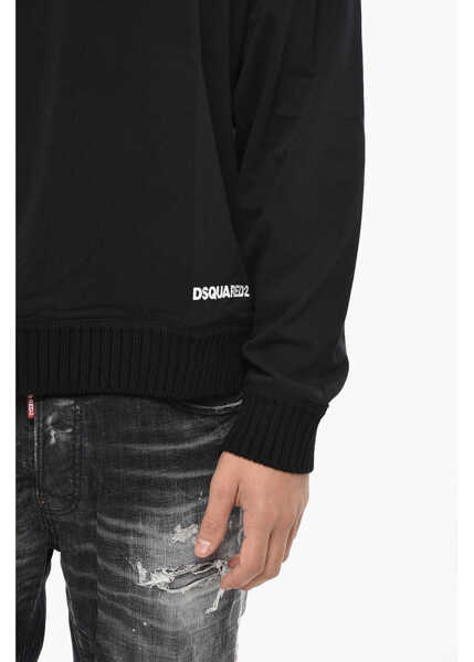 Tricouri DSQUARED2 Crew Neck Relaxed Fit T-Shirt With Ribbed Edges Black Barbati (BM 19550159) 3