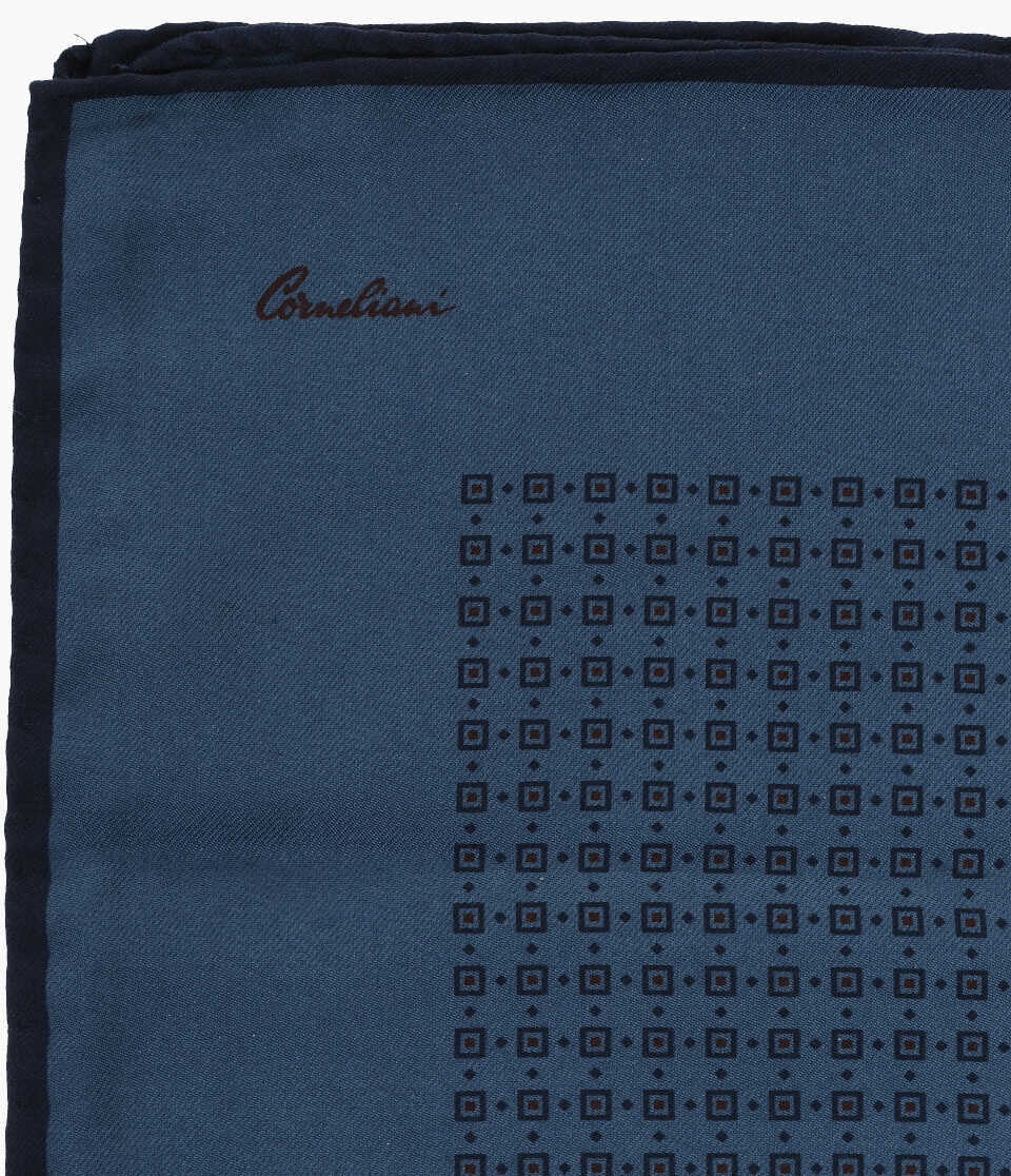 Esarfe CORNELIANI Geometrical Patterned Silk Pocket Square Blue Barbati (BM 19550222) 2