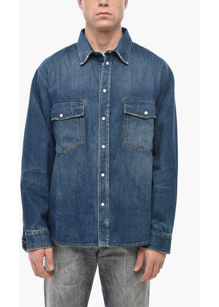 Camasi de blugi 1989 STUDIO Dark Washed Denim Shirt With Snap Buttons Blue Barbati (BM 19550225) 1