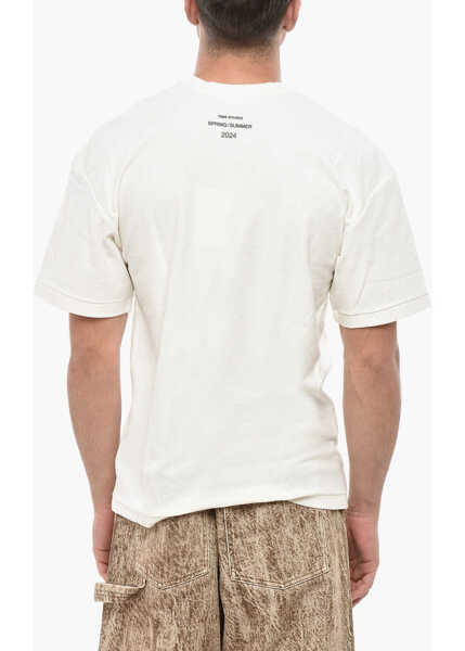 Tricouri 1989 STUDIO Crew Neck Slime Cotton T-Shirt With Print White Barbati (BM 19550228) 2