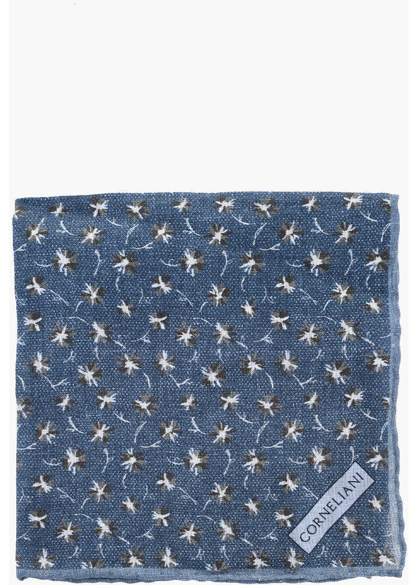 Esarfe CORNELIANI Floral Patterned Linen Pocket Square Blue Barbati (BM 19550246) 1