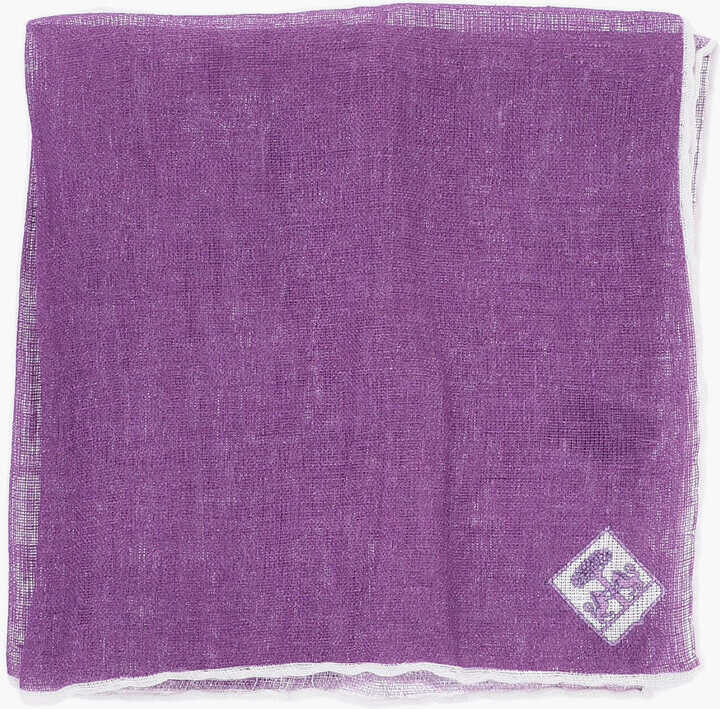 Esarfe CORNELIANI Solid Color Linen Pocket Square With Contrasting Edge Pink Barbati (BM 19550249) 1