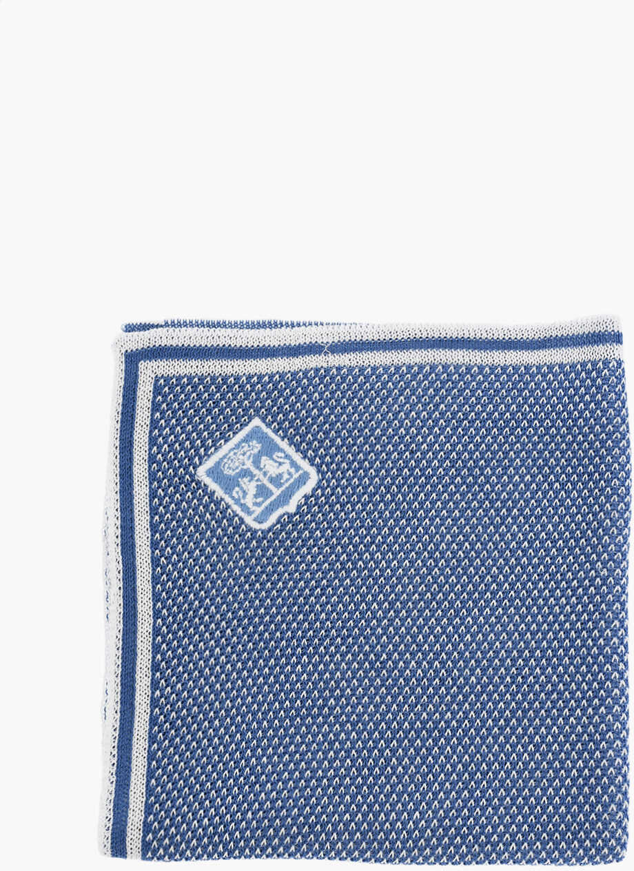 Esarfe CORNELIANI Two-Tone Pocket Square With Embroidered Logo Blue Barbati (BM 19550255) 1