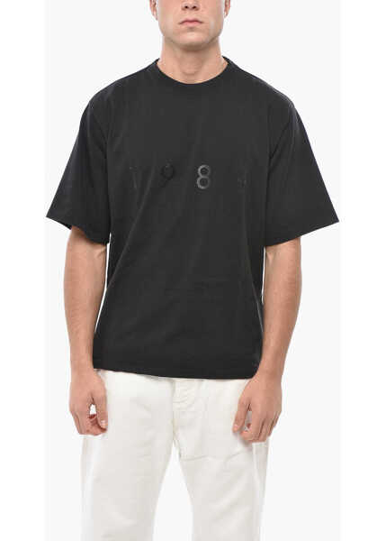 Tricouri 1989 STUDIO Crew Neck T-Shirt With Ton Sur Ton Logo Black Barbati (BM 19550723) 1