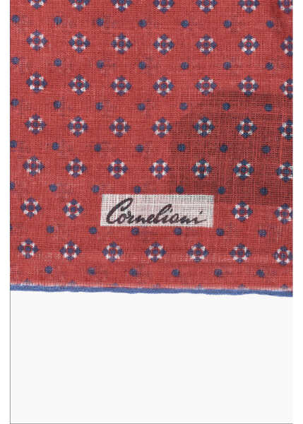 Esarfe CORNELIANI Patterned Cotton And Linen Pocket Square Red Barbati (BM 19550726) 2