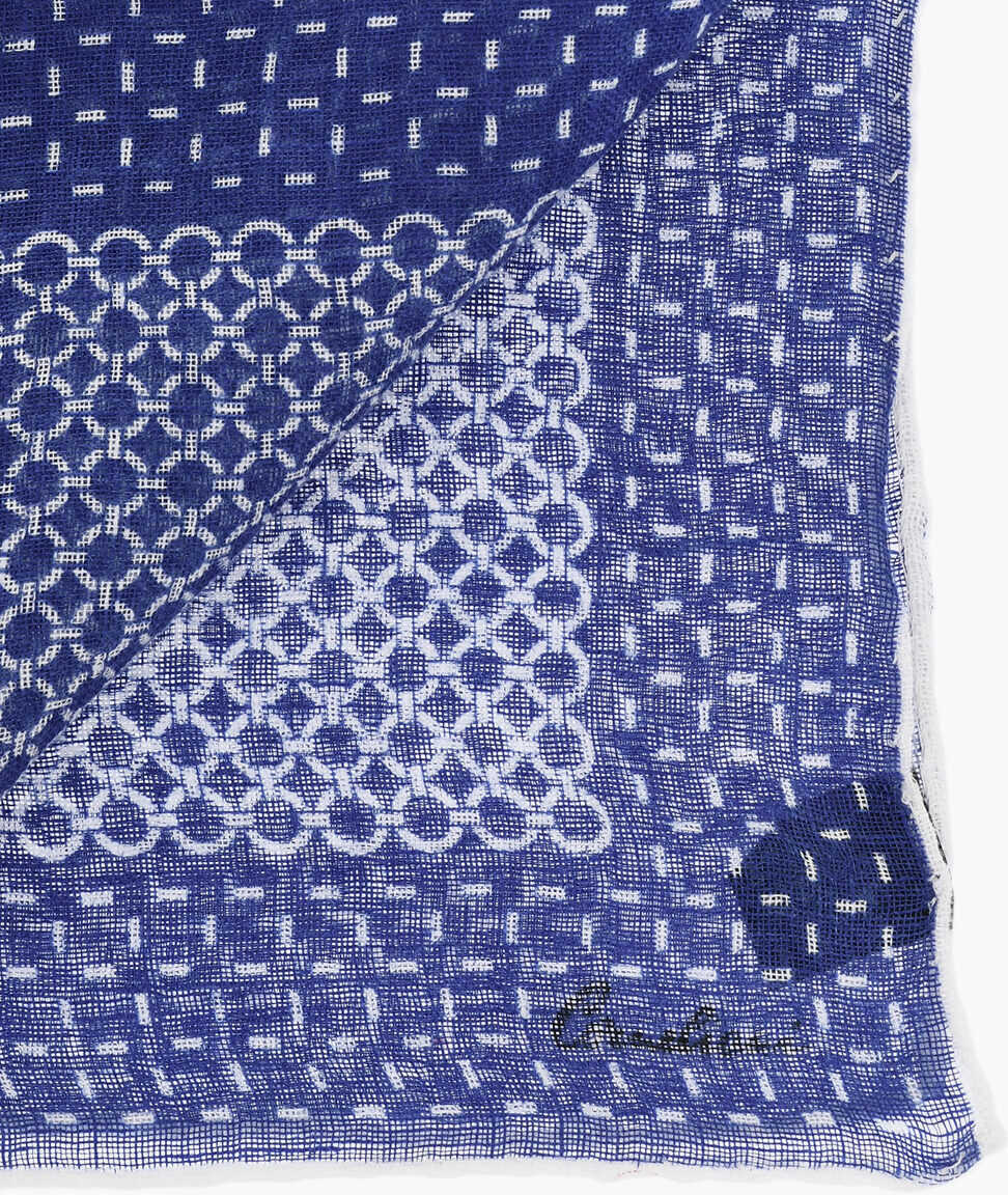 Esarfe CORNELIANI Patterned Linen Pocket Square Blue Barbati (BM 19550816) 3