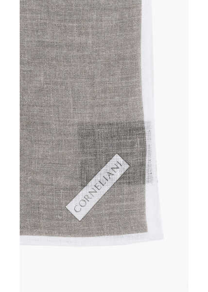Esarfe CORNELIANI Linen Pocket Square With Contrasting Edge Brown Barbati (BM 19550828) 2