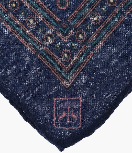 Esarfe CORNELIANI Patterned Wool Pocket Square Blue Barbati (BM 19550924) 3