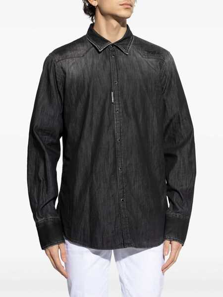 Camasi de blugi DSQUARED2 Denim Western Shirt With Snap Buttons Black Barbati (BM 19550939) 3