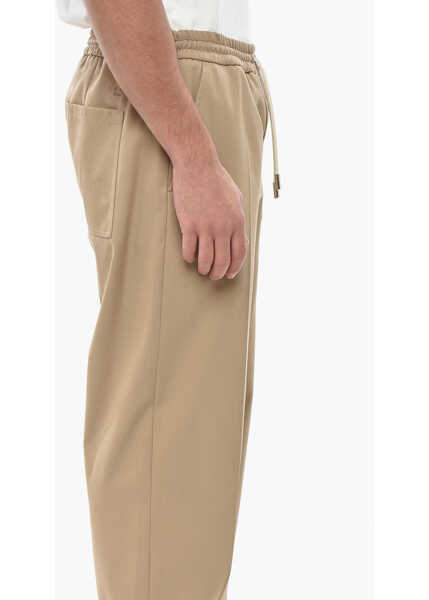 Pantaloni casual 1989 STUDIO Cotton Blend Pants With Elastic Waistband Beige Barbati (BM 19550954) 3