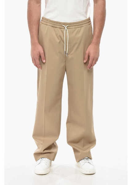 Pantaloni casual 1989 STUDIO Cotton Blend Pants With Elastic Waistband Beige Barbati (BM 19550954) 1