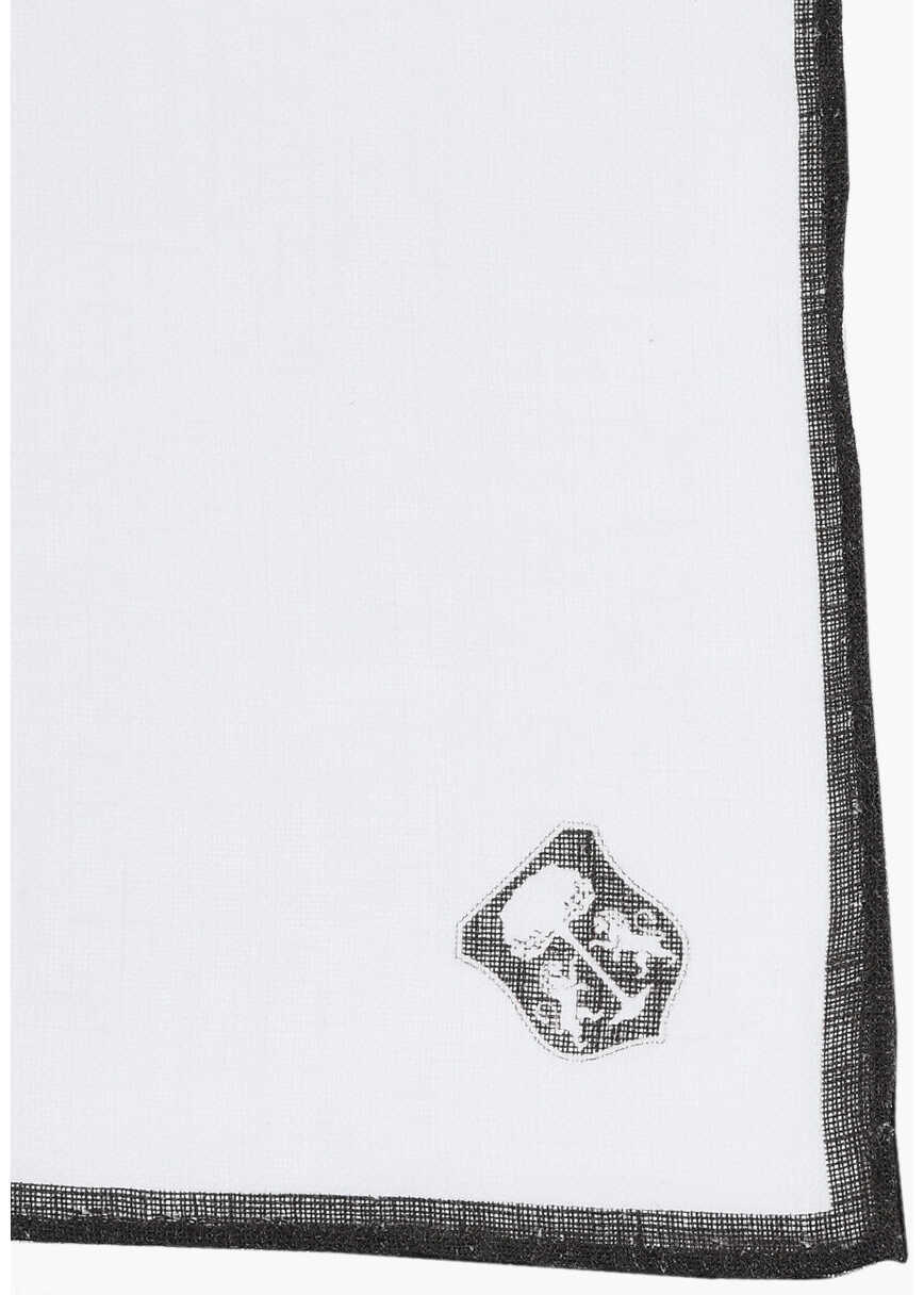 Esarfe CORNELIANI Linen Pocket Square With Contrasting Edge White Barbati (BM 19550999) 3