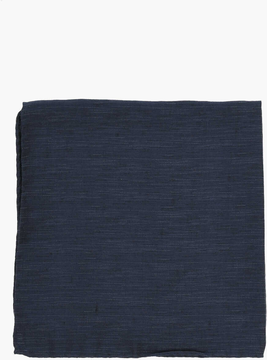 Esarfe CORNELIANI Silk And Linen Solid Pocket Square With Lurex Details Blue Barbati (BM 19551008) 1