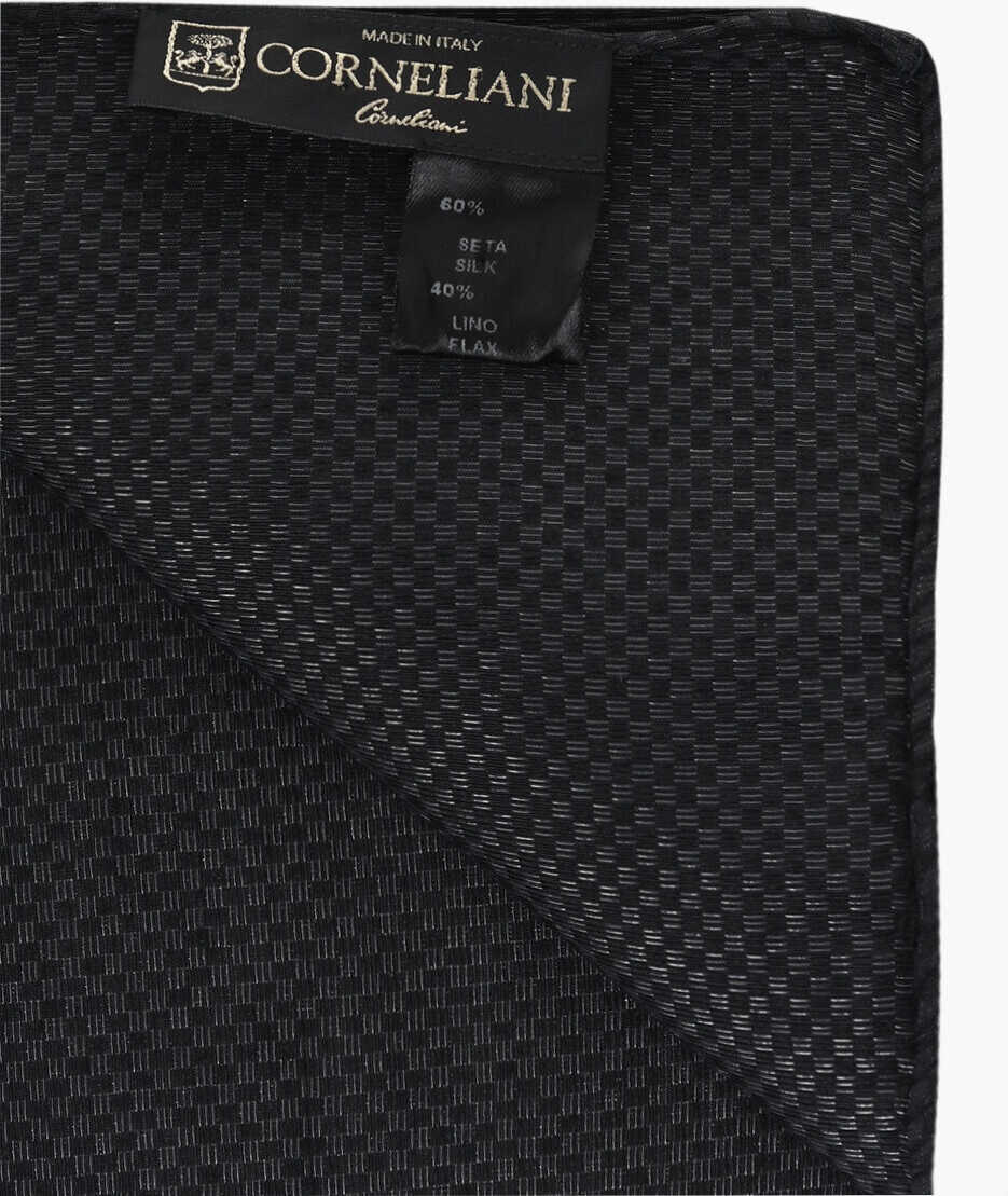 Esarfe CORNELIANI Checked Pocket Square With Lurex Details Black Barbati (BM 19551155) 3