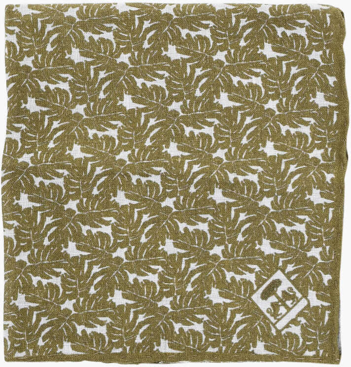 Esarfe CORNELIANI Plant Motif Linen Pocket Square Green Barbati (BM 19551164) 1