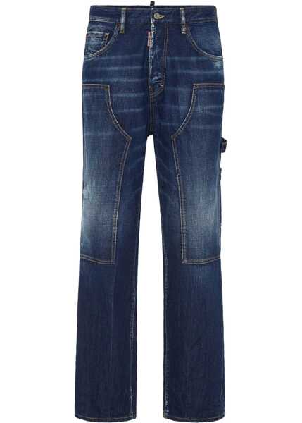 Blugi drepti DSQUARED2 Loose Fit Keep It Dark Washed Cargo Denims 23Cm Blue Barbati (BM 19551170) 1