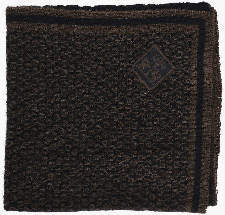 Esarfe CORNELIANI Jacquard Motif Silk And Cashmere Pocket Square Brown Barbati (BM 19551191) 1