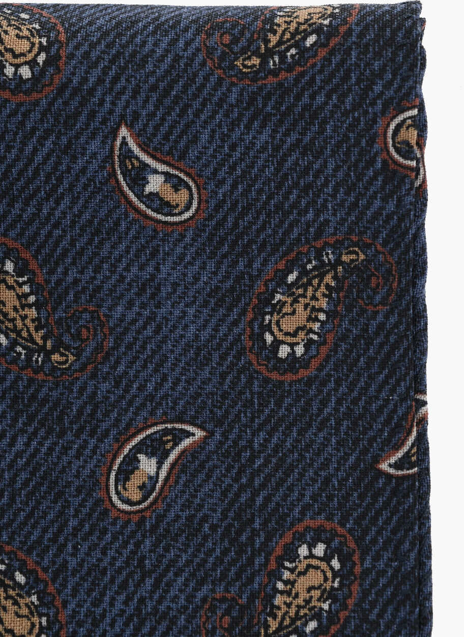 Esarfe CORNELIANI Paisley Motif Wool Pocket Square Blue Barbati (BM 19551248) 2