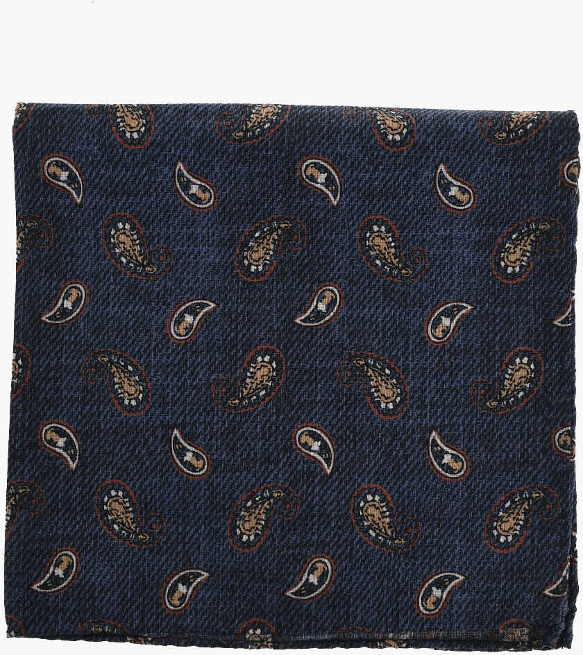 Esarfe CORNELIANI Paisley Motif Wool Pocket Square Blue Barbati (BM 19551248) 1