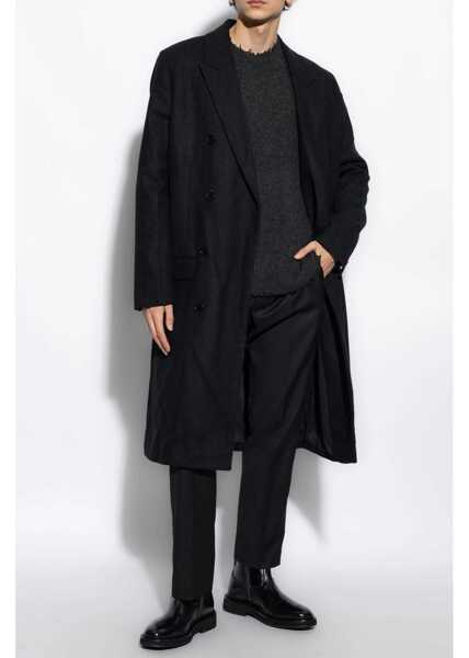 Paltoane AllSaints Wool Blend Arcade Double-Breasted Coat With Peak Lapel Black Barbati (BM 19551260) 2