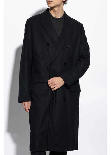 Paltoane AllSaints Wool Blend Arcade Double-Breasted Coat With Peak Lapel Black Barbati (BM 19551260) 3