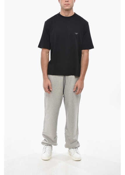 Tricouri 1989 STUDIO Crew Neck Cotton T-Shirt With Embroidered Logo Black Barbati (BM 19551362) 4