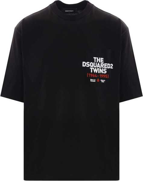 Tricouri DSQUARED2 Crew Neck Loose Fit T-Shirt With Breast-Pocket Black Barbati (BM 19551371) 1