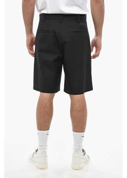 Pantaloni scurti 1989 STUDIO Single-Pleated Cotton Blend Shorts Midnight Blue Barbati (BM 19551377) 2