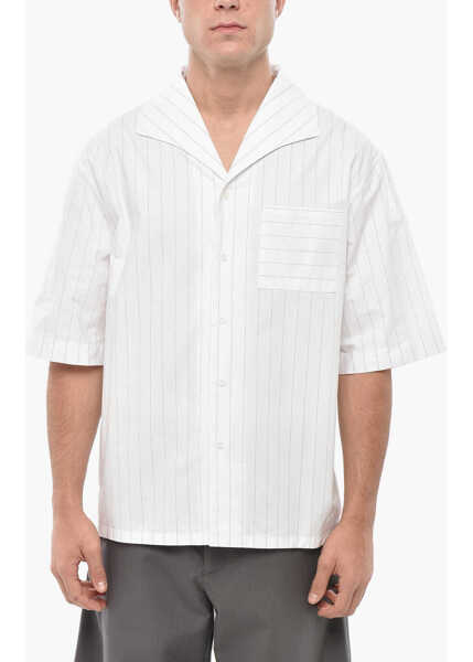 Camasi casual 1989 STUDIO Short Sleeved Striped Shirt White Barbati (BM 19551380) 1