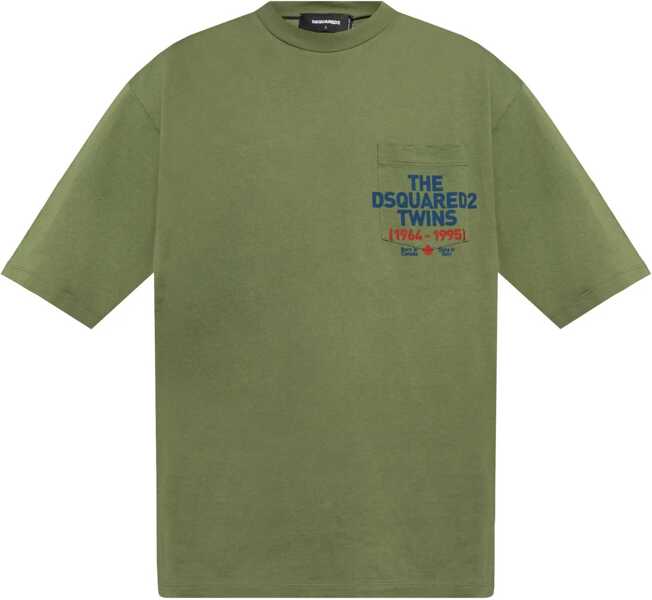 Tricouri DSQUARED2 Crew Neck Loose Fit T-Shirt With Breast-Pocket Military Green Barbati (BM 19551383) 1