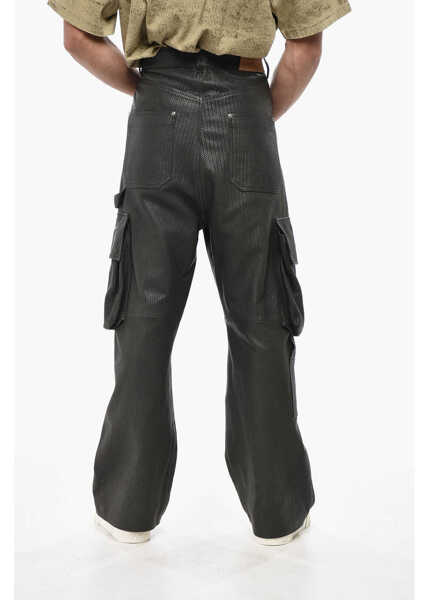 Pantaloni casual 1989 STUDIO Braided Leather Cargo Pants Black Barbati (BM 19551449) 4