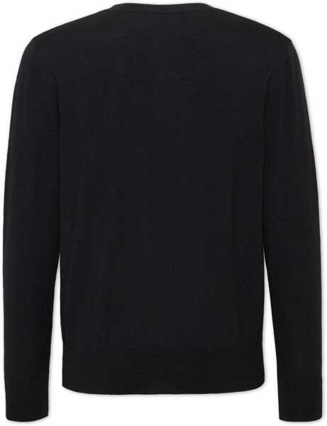 Pulovere DSQUARED2 Crew Neck Leaf Virgin Wool Sweater Black Barbati (BM 19551539) 2