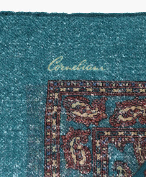 Esarfe CORNELIANI Paisley Motif Wool Pocket Square Green Barbati (BM 19551548) 3