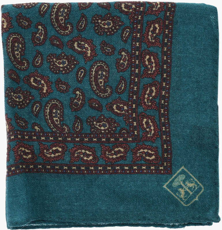 Esarfe CORNELIANI Paisley Motif Wool Pocket Square Green Barbati (BM 19551548) 1