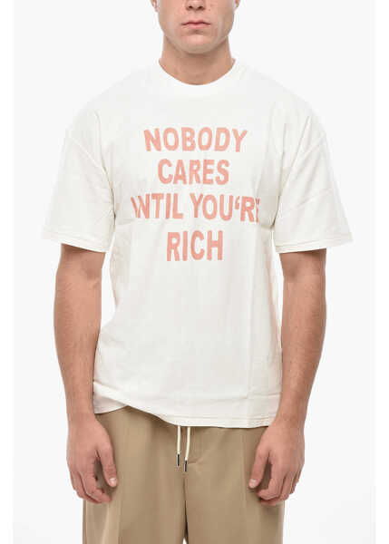 Tricouri 1989 STUDIO Crew Neck Nobody Cares Cotton T-Shirt White Barbati (BM 19551569) 1