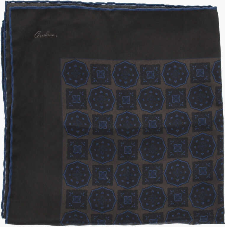 Esarfe CORNELIANI Silk Pocket Square With Contrasting Details Brown Barbati (BM 19551581) 1