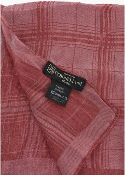 Esarfe CORNELIANI Plaid Motif Linen And Silk Pocket Square Red Barbati (BM 19551614) 3