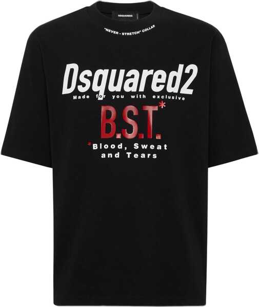 Tricouri DSQUARED2 Crew Neck Bst Cotton T-Shirt With Print Black Barbati (BM 19555160) 1