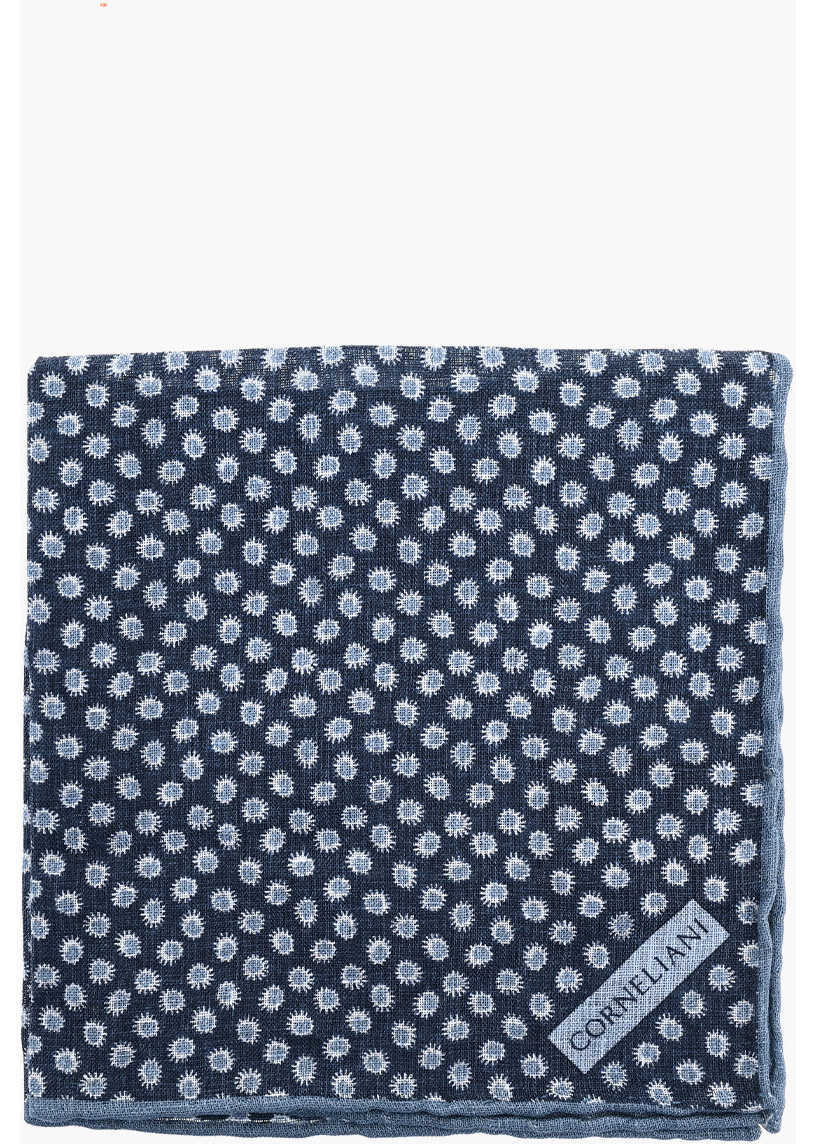 Esarfe CORNELIANI Patterned Linen Pocket Square Blue Barbati (BM 19555175) 1