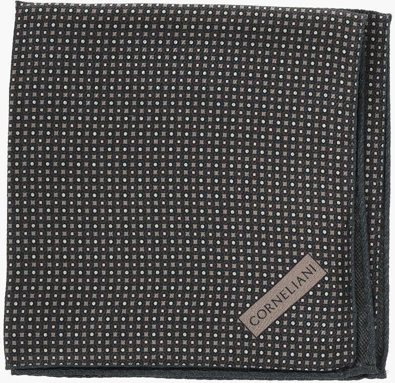 Esarfe CORNELIANI Patterned Silk Pocket Square Military Green Barbati (BM 19555181) 1