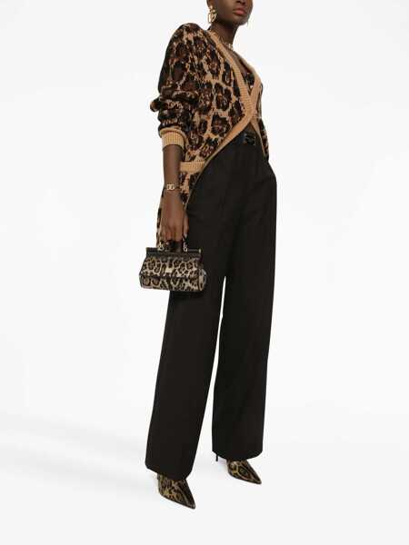 Cardigane Dolce & Gabbana Animal Patterned Cashmere Blend Cardigan With V-Neck Brown Femei (BM 19555346) 3