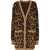 Dolce & Gabbana Animal Patterned Cashmere Blend Cardigan With V-Neck Brown